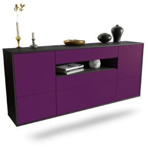 Sideboard Savannah | hängend | Korpus Anthrazit | Front in Lila | 180x79x35cm (BxHxT)