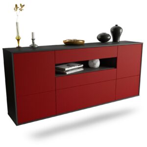 Sideboard Savannah | hängend | Korpus Anthrazit | Front in Bordeaux | 180x79x35cm (BxHxT)