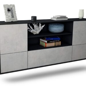 Sideboard Sterling Heights | hängend | Korpus Anthrazit | Front in Beton Optik | 180x79x35cm (BxHxT)