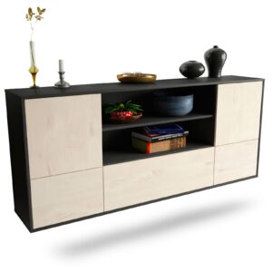 Sideboard Sterling Heights | hängend | Korpus Anthrazit | Front in Zeder Holz Optik | 180x79x35cm (BxHxT)
