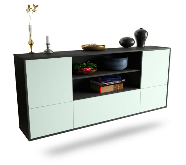 Sideboard Sterling Heights | hängend | Korpus Anthrazit | Front in Mint | 180x79x35cm (BxHxT)