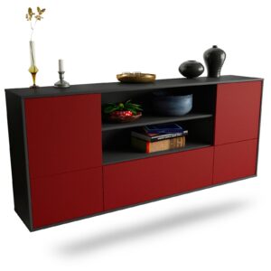 Sideboard Sterling Heights | hängend | Korpus Anthrazit | Front in Bordeaux | 180x79x35cm (BxHxT)