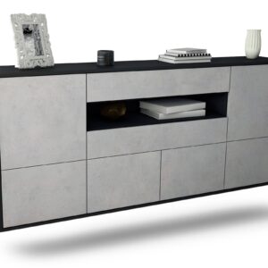 Sideboard McAllen | hängend | Korpus Anthrazit | Front in Beton Optik | 180x79x35cm (BxHxT)
