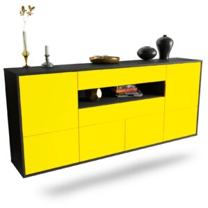 Sideboard McAllen | hängend | Korpus Anthrazit | Front in Gelb | 180x79x35cm (BxHxT)