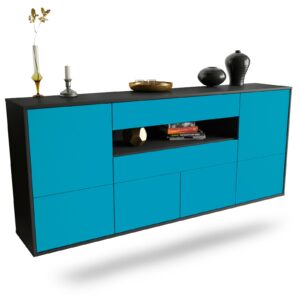Sideboard McAllen | hängend | Korpus Anthrazit | Front in Türkis | 180x79x35cm (BxHxT)