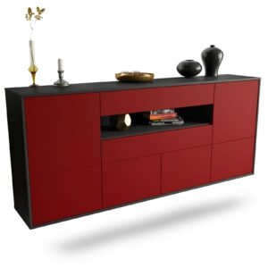 Sideboard McAllen | hängend | Korpus Anthrazit | Front in Bordeaux | 180x79x35cm (BxHxT)