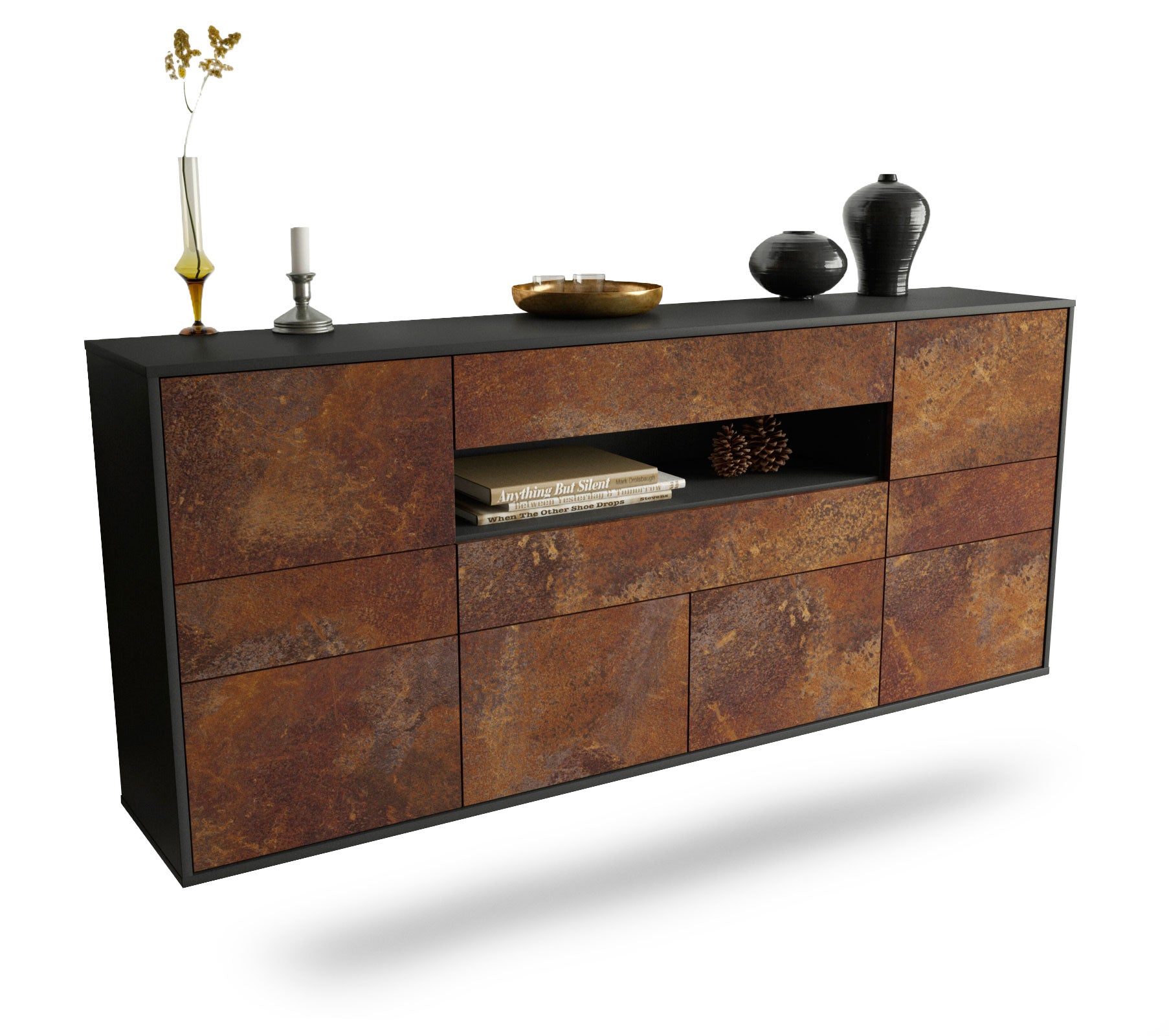 Sideboard Coral Springs | hängend | Korpus Anthrazit | Front in Rost Optik | 180x79x35cm (BxHxT) 1 Sideboard Coral Springs | hängend | Korpus Anthrazit | Front in Rost Optik | 180x79x35cm (BxHxT)