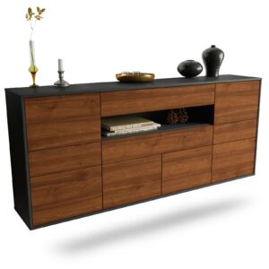 Sideboard Coral Springs | hängend | Korpus Anthrazit | Front in Walnuss Holz Optik | 180x79x35cm (BxHxT)