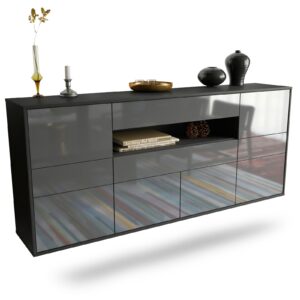 Sideboard Coral Springs | hängend | Korpus Anthrazit | Front in Hochglanz Grau | 180x79x35cm (BxHxT)