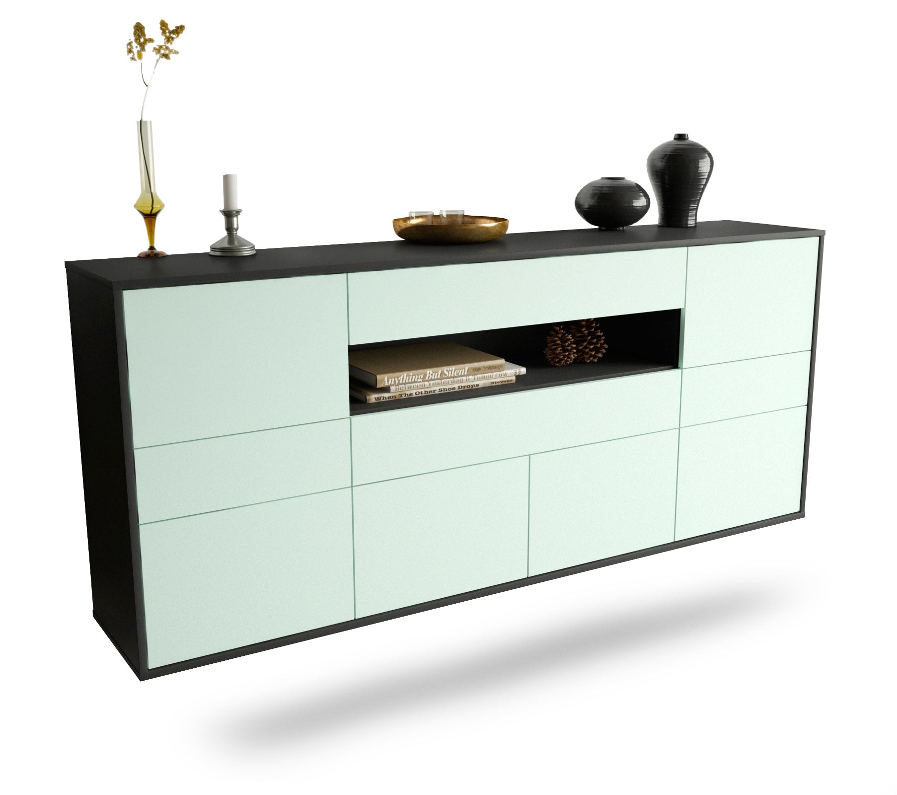 Sideboard Coral Springs | hängend | Korpus Anthrazit | Front in Mint | 180x79x35cm (BxHxT) 1 Sideboard Coral Springs | hängend | Korpus Anthrazit | Front in Mint | 180x79x35cm (BxHxT)