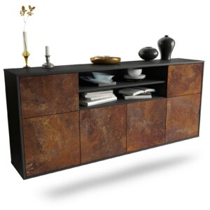 Sideboard Cedar Rapids | hängend | Korpus Anthrazit | Front in Rost Optik | 180x79x35cm (BxHxT)