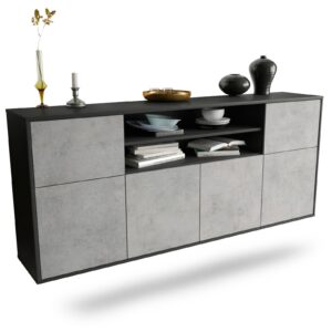 Sideboard Cedar Rapids | hängend | Korpus Anthrazit | Front in Beton Optik | 180x79x35cm (BxHxT)
