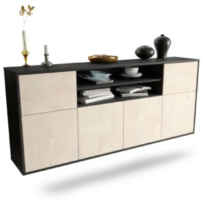 Sideboard Cedar Rapids | hängend | Korpus Anthrazit | Front in Zeder Holz Optik | 180x79x35cm (BxHxT)