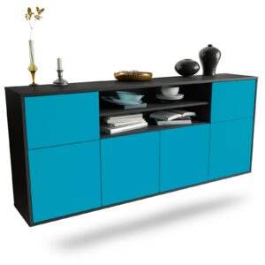 Sideboard Cedar Rapids | hängend | Korpus Anthrazit | Front in Türkis | 180x79x35cm (BxHxT)