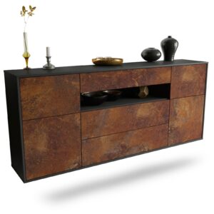 Sideboard Elizabeth | hängend | Korpus Anthrazit | Front in Rost Optik | 180x79x35cm (BxHxT)