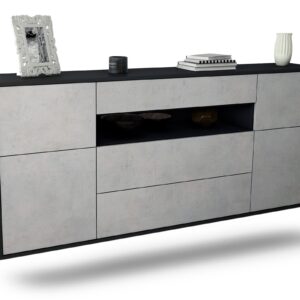 Sideboard Elizabeth | hängend | Korpus Anthrazit | Front in Beton Optik | 180x79x35cm (BxHxT)