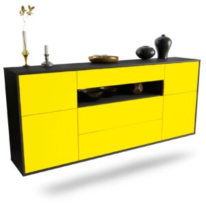 Sideboard Elizabeth | hängend | Korpus Anthrazit | Front in Gelb | 180x79x35cm (BxHxT)