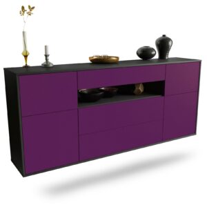 Sideboard Elizabeth | hängend | Korpus Anthrazit | Front in Lila | 180x79x35cm (BxHxT)