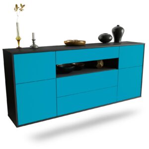 Sideboard Elizabeth | hängend | Korpus Anthrazit | Front in Türkis | 180x79x35cm (BxHxT)
