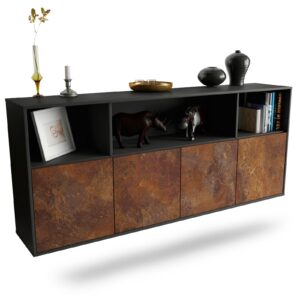 Sideboard Columbia | hängend | Korpus Anthrazit | Front in Rost Optik | 180x79x35cm (BxHxT)