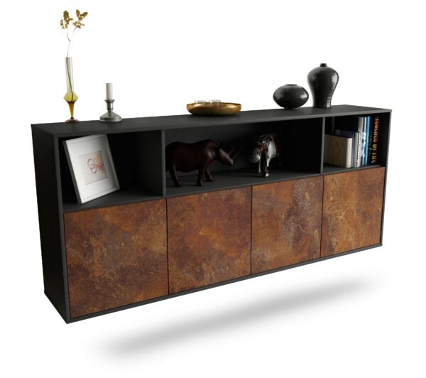 Sideboard Columbia | hängend | Korpus Anthrazit | Front in Rost Optik | 180x79x35cm (BxHxT)
