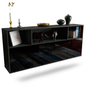Sideboard Columbia | hängend | Korpus Anthrazit | Front in Hochglanz Schwarz | 180x79x35cm (BxHxT)