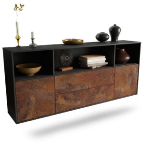 Sideboard Hartford | hängend | Korpus Anthrazit | Front in Rost Optik | 180x79x35cm (BxHxT)