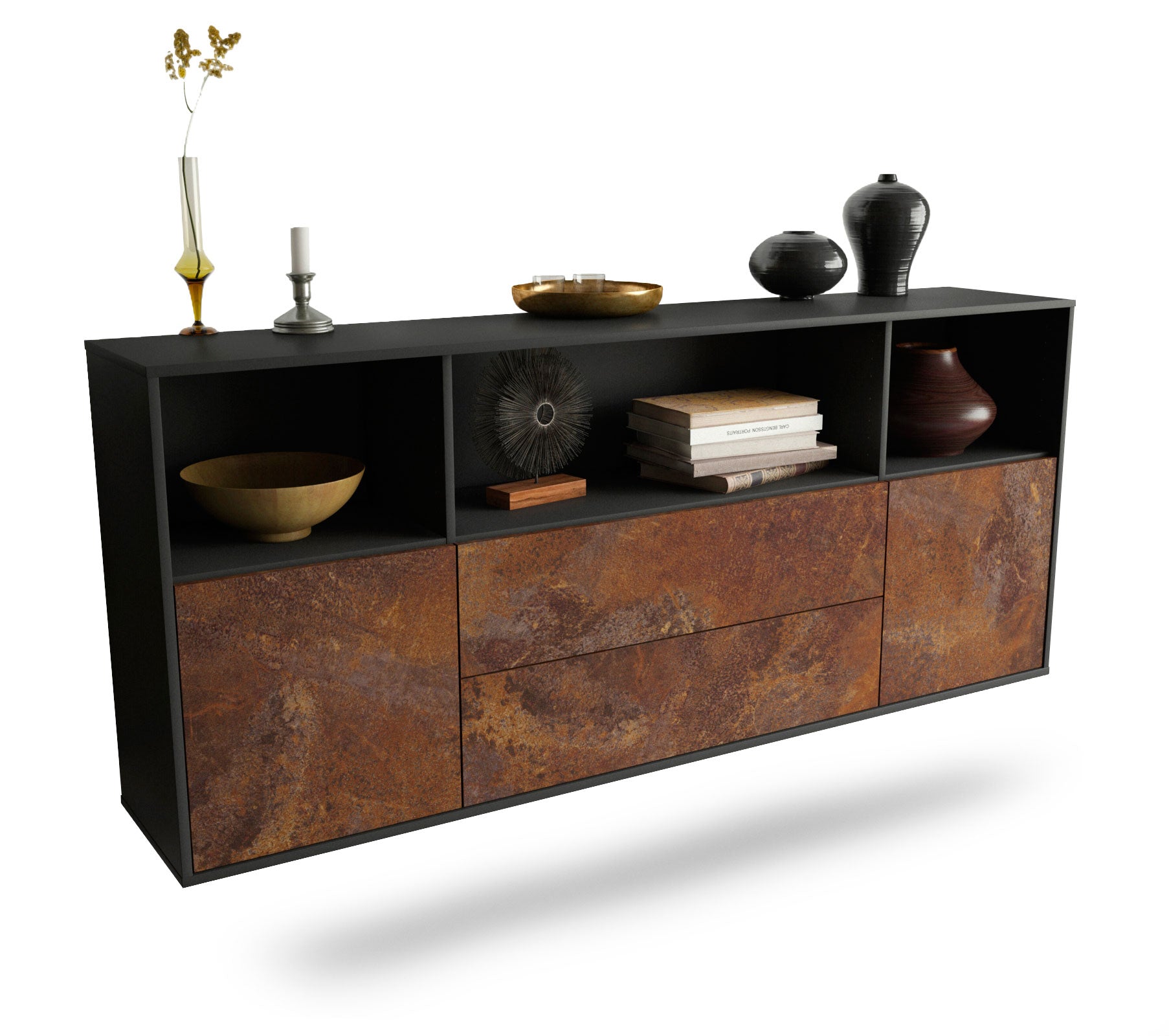 Sideboard Hartford | hängend | Korpus Anthrazit | Front in Rost Optik | 180x79x35cm (BxHxT) 1 Sideboard Hartford | hängend | Korpus Anthrazit | Front in Rost Optik | 180x79x35cm (BxHxT)