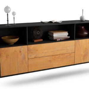 Sideboard Hartford | hängend | Korpus Anthrazit | Front in Eiche Holz Optik | 180x79x35cm (BxHxT)
