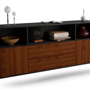 Sideboard Hartford | hängend | Korpus Anthrazit | Front in Walnuss Holz Optik | 180x79x35cm (BxHxT)