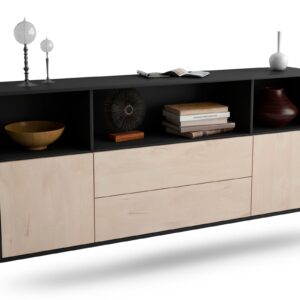 Sideboard Hartford | hängend | Korpus Anthrazit | Front in Zeder Holz Optik | 180x79x35cm (BxHxT)