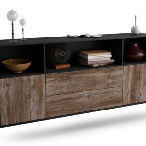 Sideboard Hartford | hängend | Korpus Anthrazit | Front in Treibholz Holz Optik | 180x79x35cm (BxHxT)