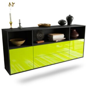 Sideboard Hartford | hängend | Korpus Anthrazit | Front in Hochglanz Grün | 180x79x35cm (BxHxT)