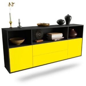 Sideboard Hartford | hängend | Korpus Anthrazit | Front in Gelb | 180x79x35cm (BxHxT)