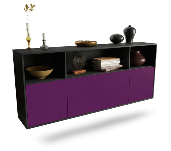 Sideboard Hartford | hängend | Korpus Anthrazit | Front in Lila | 180x79x35cm (BxHxT)