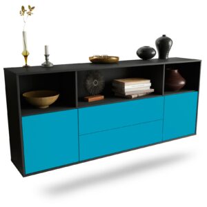 Sideboard Hartford | hängend | Korpus Anthrazit | Front in Türkis | 180x79x35cm (BxHxT)