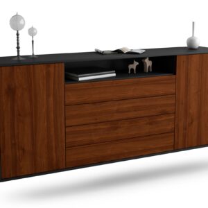 Sideboard New Haven | hängend | Korpus Anthrazit | Front in Walnuss Holz Optik | 180x79x35cm (BxHxT)