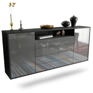 Sideboard New Haven | hängend | Korpus Anthrazit | Front in Hochglanz Grau | 180x79x35cm (BxHxT)