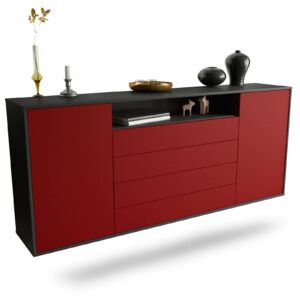 Sideboard New Haven | hängend | Korpus Anthrazit | Front in Bordeaux | 180x79x35cm (BxHxT)