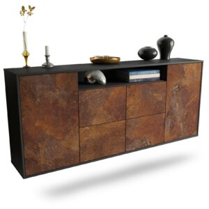 Sideboard Carrollton | hängend | Korpus Anthrazit | Front in Rost Optik | 180x79x35cm (BxHxT)