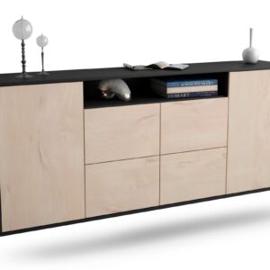 Sideboard Carrollton | hängend | Korpus Anthrazit | Front in Zeder Holz Optik | 180x79x35cm (BxHxT)