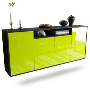 Sideboard Carrollton | hängend | Korpus Anthrazit | Front in Hochglanz Grün | 180x79x35cm (BxHxT)