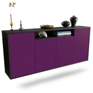 Sideboard Carrollton | hängend | Korpus Anthrazit | Front in Lila | 180x79x35cm (BxHxT)