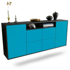 Sideboard Carrollton | hängend | Korpus Anthrazit | Front in Türkis | 180x79x35cm (BxHxT)