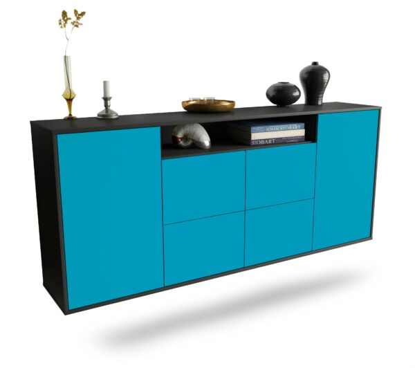 Sideboard Carrollton | hängend | Korpus Anthrazit | Front in Türkis | 180x79x35cm (BxHxT)