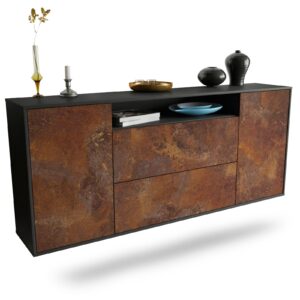 Sideboard Thousand Oaks | hängend | Korpus Anthrazit | Front in Rost Optik | 180x79x35cm (BxHxT)