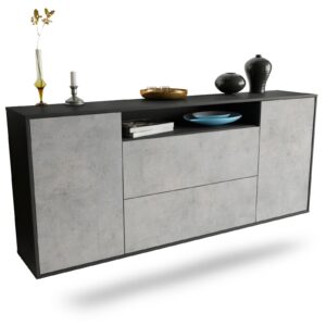 Sideboard Thousand Oaks | hängend | Korpus Anthrazit | Front in Beton Optik | 180x79x35cm (BxHxT)