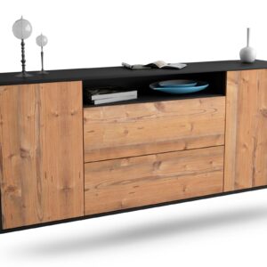 Sideboard Thousand Oaks | hängend | Korpus Anthrazit | Front in Pinie Holz Optik | 180x79x35cm (BxHxT)