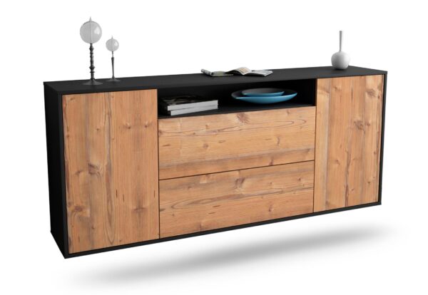 Sideboard Thousand Oaks | hängend | Korpus Anthrazit | Front in Pinie Holz Optik | 180x79x35cm (BxHxT)
