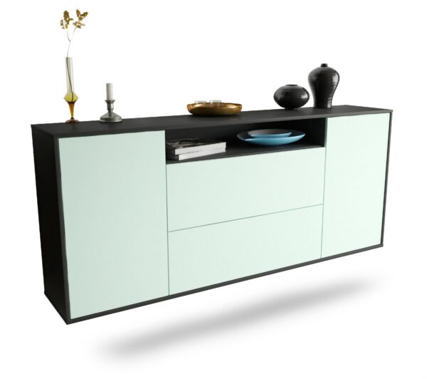 Sideboard Thousand Oaks | hängend | Korpus Anthrazit | Front in Mint | 180x79x35cm (BxHxT)